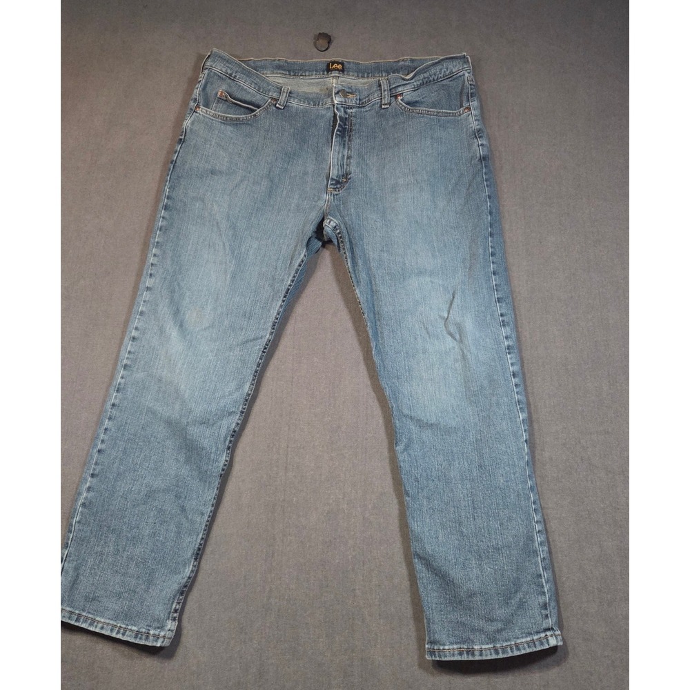 Lee Regular Fit Jeans Mens 42x30 Blue Medium Wash Straight Leg Denim 2009042